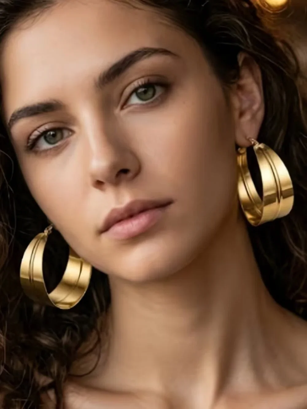 14K Gold Womens Large Chunky Etched Hoop Earrings Big 14 K Silver Hoops Jewelry